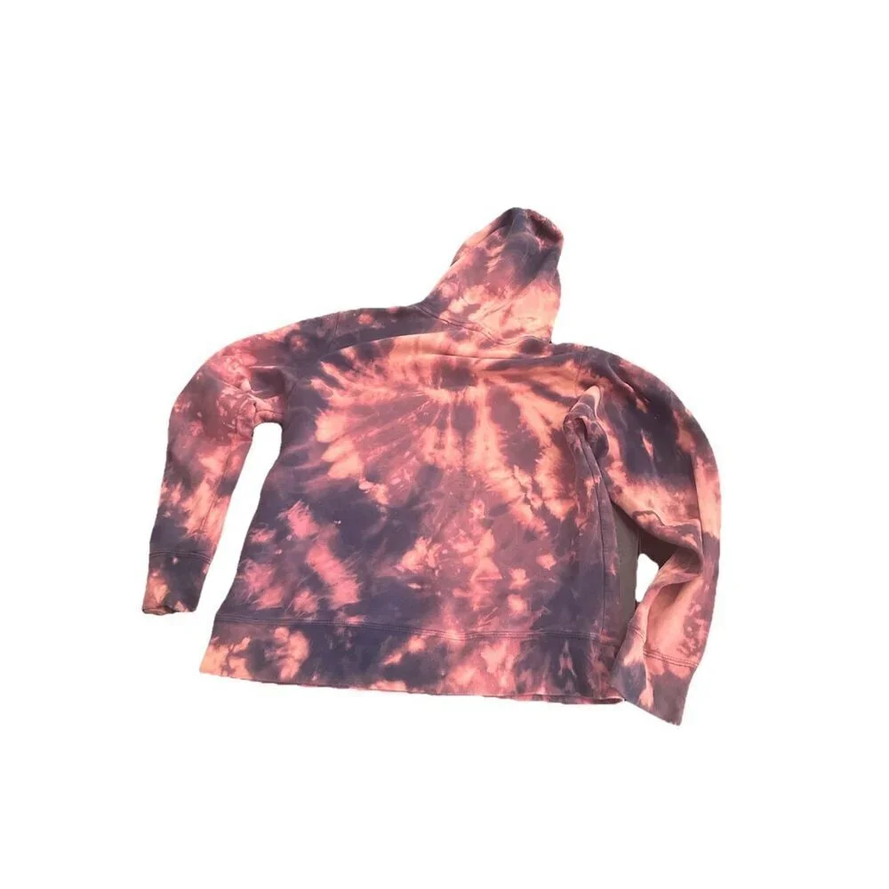 The North Face Black Up Cycled Reverse Tie-Dye Bleached Logo Hoodie Sweatshirt M